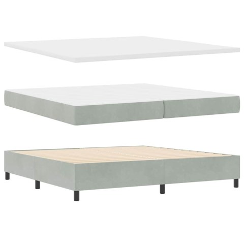 Łóżko z sprężyną LED Jasnoszary 200 x 200 cm tkanina