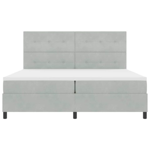 Łóżko z sprężyną LED Jasnoszary 200 x 200 cm tkanina