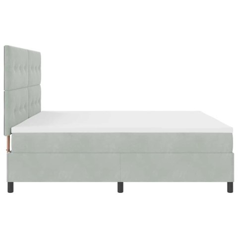 Łóżko z sprężyną LED Jasnoszary 200 x 200 cm tkanina