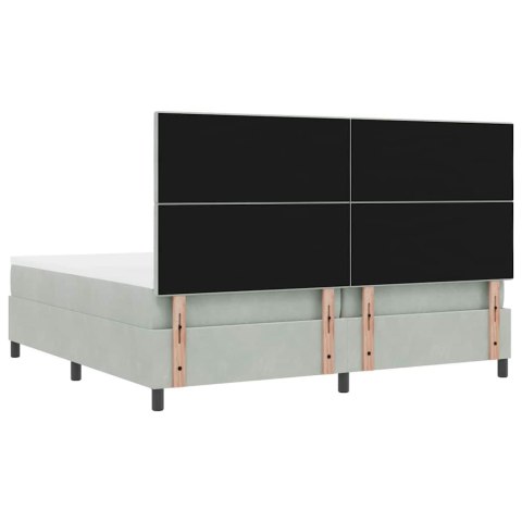 Łóżko z sprężyną LED Jasnoszary 200 x 200 cm tkanina