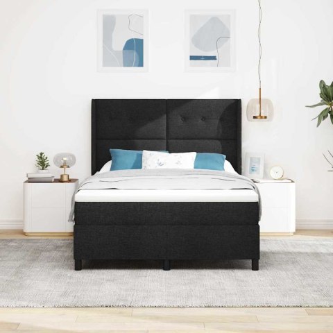 Łóżko z sprężyną LED z materacem Czarny 160 x 200 cm tkanina