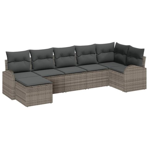 Zestaw Sof na Ogród 7 pcs Szary Polirattan