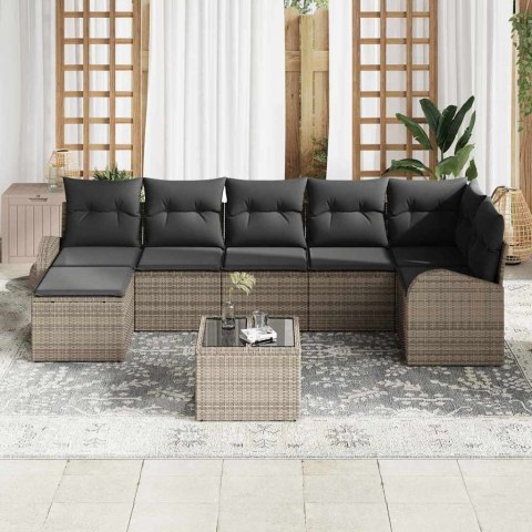 Zestaw Sof na Ogród 8 pcs Szary Polirattan