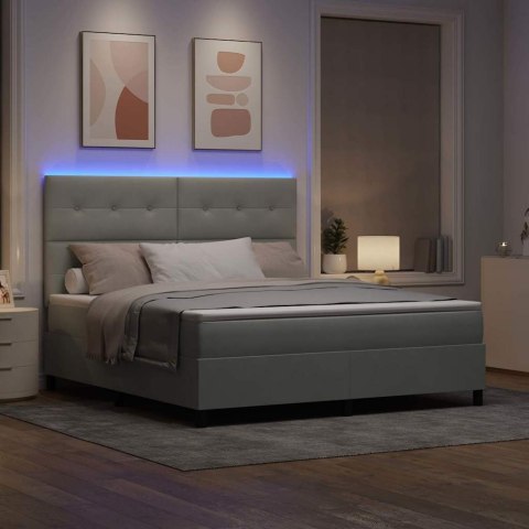 Łóżko z sprężyną LED Jasnoszary 180 x 200 cm tkanina