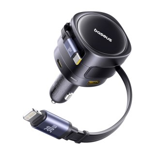 Ładowarka samochodowa Baseus Enjoyment Max z kablami USB-C+Lightning i portami USB-A+USB-C 90W Czarny
