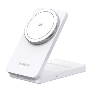 Magnetyczna ładowarka bezprzewodowa 2w1 UGREEN W706, MagSafe W706, 15W (biała)