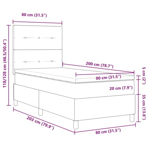 Łóżko sprężynowe z materacem Czarny 80 x 200 cm tkanina