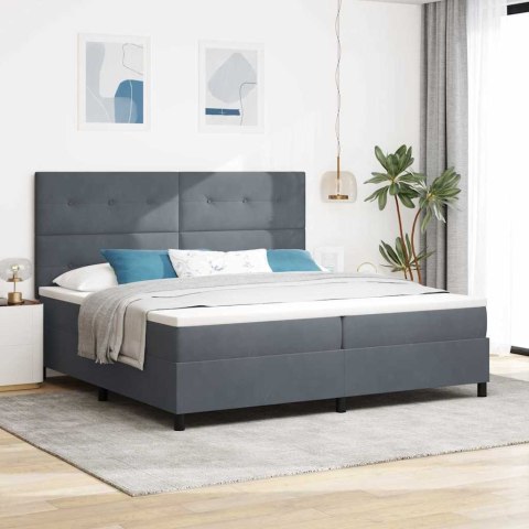 Łóżko z sprężyną LED Ciemnoszary 200 x 200 cm tkanina
