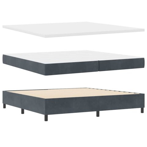 Łóżko z sprężyną LED Ciemnoszary 200 x 200 cm tkanina