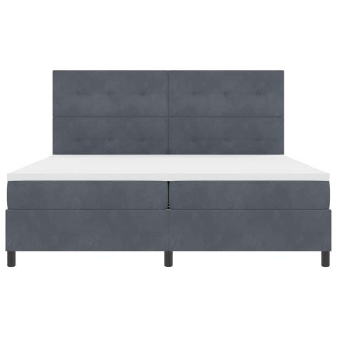 Łóżko z sprężyną LED Ciemnoszary 200 x 200 cm tkanina
