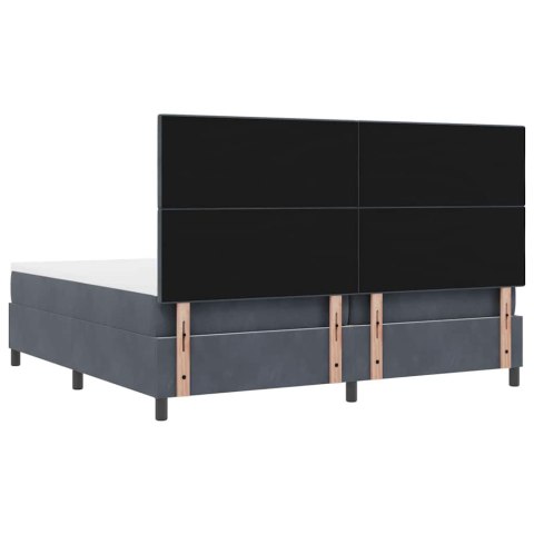 Łóżko z sprężyną LED Ciemnoszary 200 x 200 cm tkanina