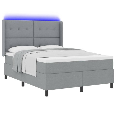 Łóżko z sprężyną LED Jasnoszary 140 x 190 cm tkanina