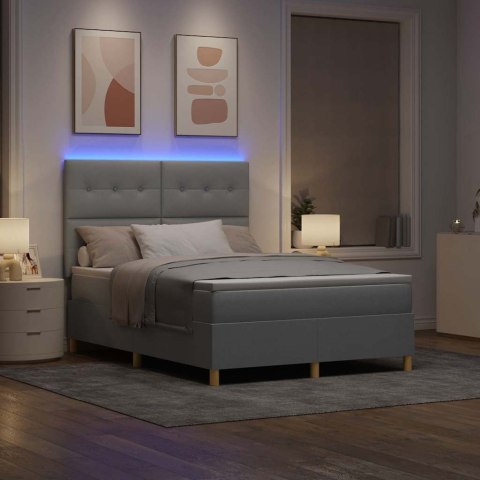Łóżko z sprężyną LED Jasnoszary 140 x 200 cm tkanina