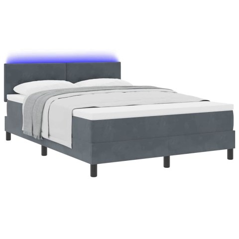 Łóżko z sprężyną LED z LED Ciemnoszary 140 x 190 cm Aksamit
