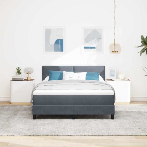 Łóżko z sprężyną LED z LED Ciemnoszary 140 x 190 cm Aksamit