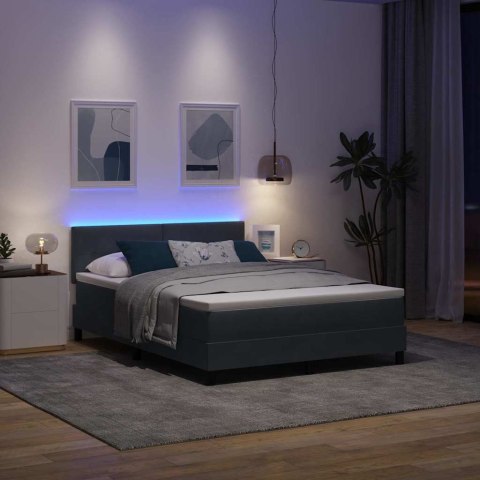 Łóżko z sprężyną LED z LED Ciemnoszary 140 x 190 cm Aksamit