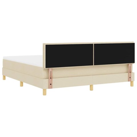 Łóżko z sprężyną LED z materacem Kremowy 180 x 200 cm tkanina