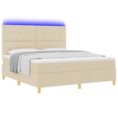 Łóżko z sprężyną LED z materacem Kremowy 180 x 200 cm tkanina