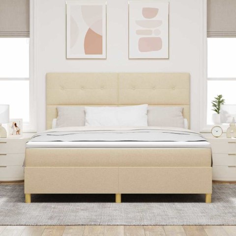 Łóżko z sprężyną LED z materacem Kremowy 180 x 200 cm tkanina