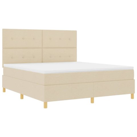 Łóżko z sprężyną LED z materacem Kremowy 180 x 200 cm tkanina