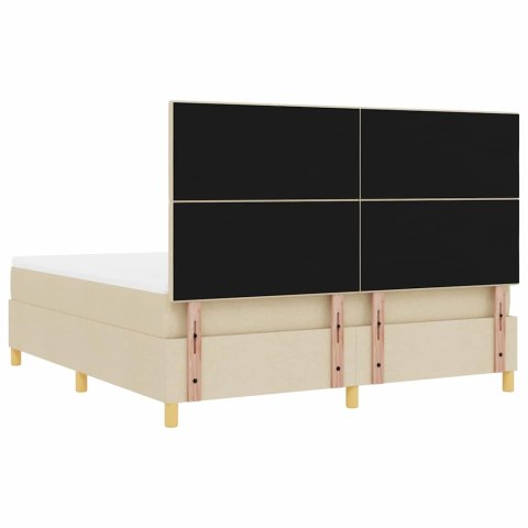 Łóżko z sprężyną LED z materacem Kremowy 180 x 200 cm tkanina