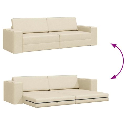 Sofa Bed 200cm Kremowy tkanina