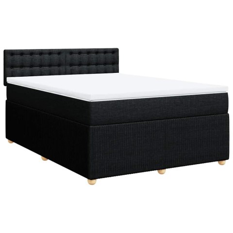 Łóżko kontynentalne z materacem, czarne, tkanina 160x200 cm