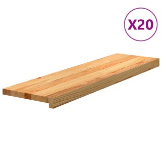 Stopnie schodowe, 20 szt. brązowe 90x30x2cm lite drewno dębowe