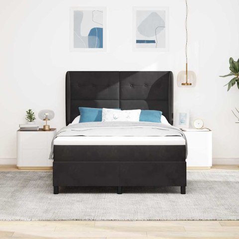 Łóżko sprężynowe z materacem Czarny 200 x 140 cm Poliester