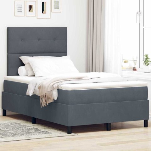 Łóżko z sprężyną LED Ciemnoszary 120 x 200 cm tkanina