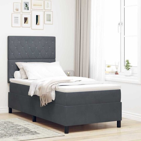 Łóżko z sprężyną LED Ciemnoszary 90 x 190 cm tkanina