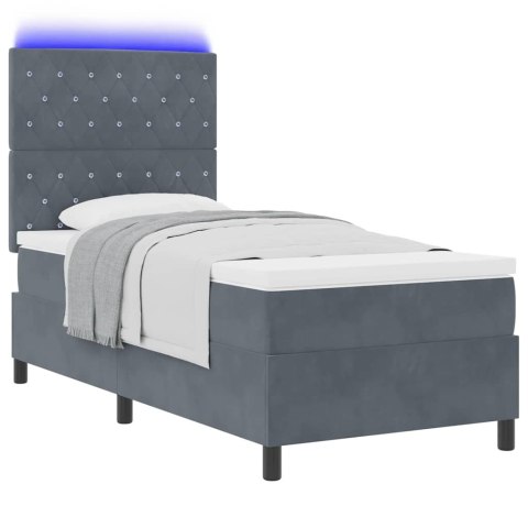Łóżko z sprężyną LED Ciemnoszary 90 x 190 cm tkanina