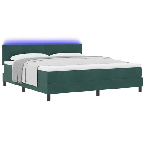 Łóżko z sprężyną LED z LED Ciemna zieleń 180 x 200 cm Aksamit