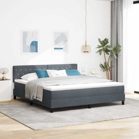 Łóżko z sprężyną LED z LED Ciemnoszary 180 x 200 cm Aksamit