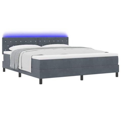 Łóżko z sprężyną LED z LED Ciemnoszary 180 x 200 cm Aksamit