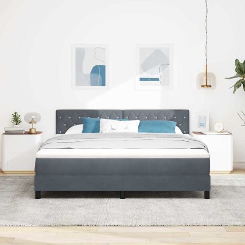 Łóżko z sprężyną LED z LED Ciemnoszary 180 x 200 cm Aksamit