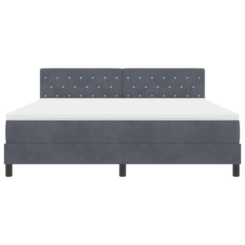 Łóżko z sprężyną LED z LED Ciemnoszary 180 x 200 cm Aksamit