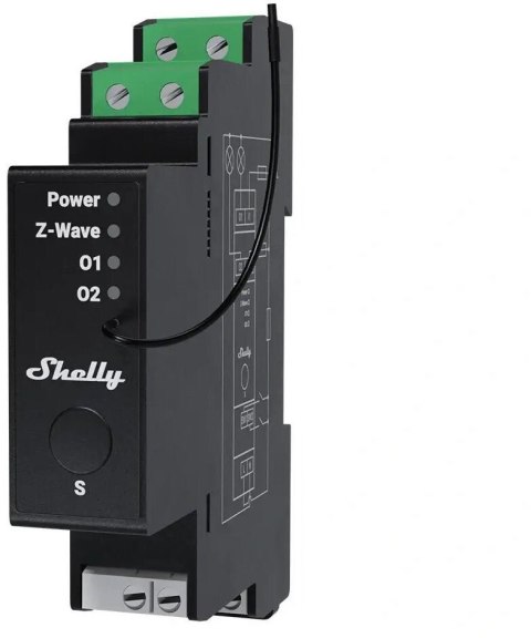 Sterownik dwukanałowy na szynę DIN Z-Wave Shelly Wave Pro 2PM LR
