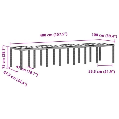 Zestaw do jadalni ogrodowej z poduszkami 15 pcs Brązowy PP