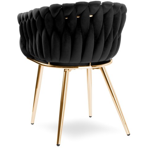 Krzesło welurowe plecione COFTON GOLD VELVET czarne
