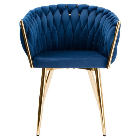 Krzesło welurowe plecione COFTON GOLD VELVET granatowe