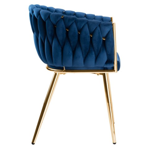 Krzesło welurowe plecione COFTON GOLD VELVET granatowe