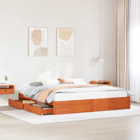 Ramka łóżka Woskowy Brąz 200 x 200 cm Lite drewno sosnowe