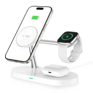 3w1Ładowarka indukcyjna na smartfon słuchawki smartwatch z MagSafe - biała