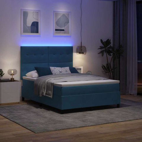 Łóżko z sprężyną LED Ciemnoniebieski 160 x 200 cm tkanina