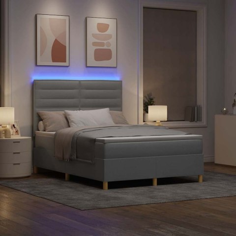 Łóżko z sprężyną LED Jasnoszary 140 x 190 cm tkanina