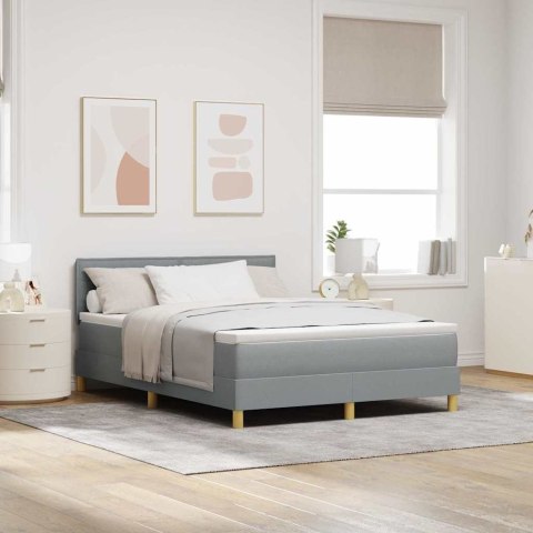 Łóżko z sprężyną LED z LED Jasnoszary 140 x 200 cm tkanina