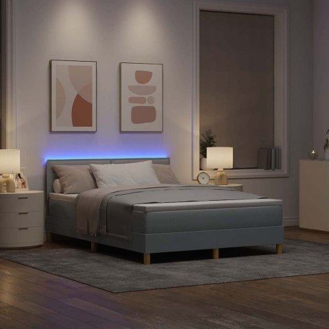 Łóżko z sprężyną LED z LED Jasnoszary 140 x 200 cm tkanina
