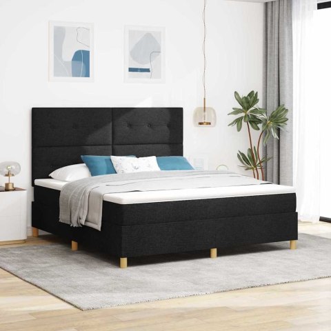 Łóżko z sprężyną LED z materacem Czarny 180 x 200 cm tkanina