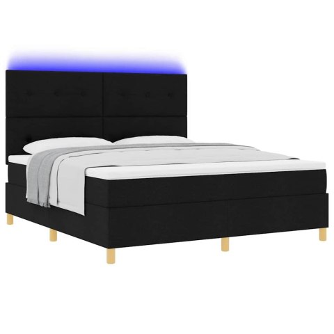 Łóżko z sprężyną LED z materacem Czarny 180 x 200 cm tkanina